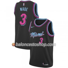 Camiseta Hombre NBA Miami Heat Dwyane Wade 3 2018-19 Nike City Edition Negro Swingman